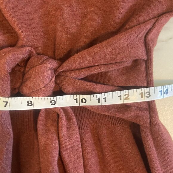 ANTHROPOLOGIE Womens L Redwood Off Shoulder Mini Dress Dolman Sleeve Tie Waist - Picture 10 of 11